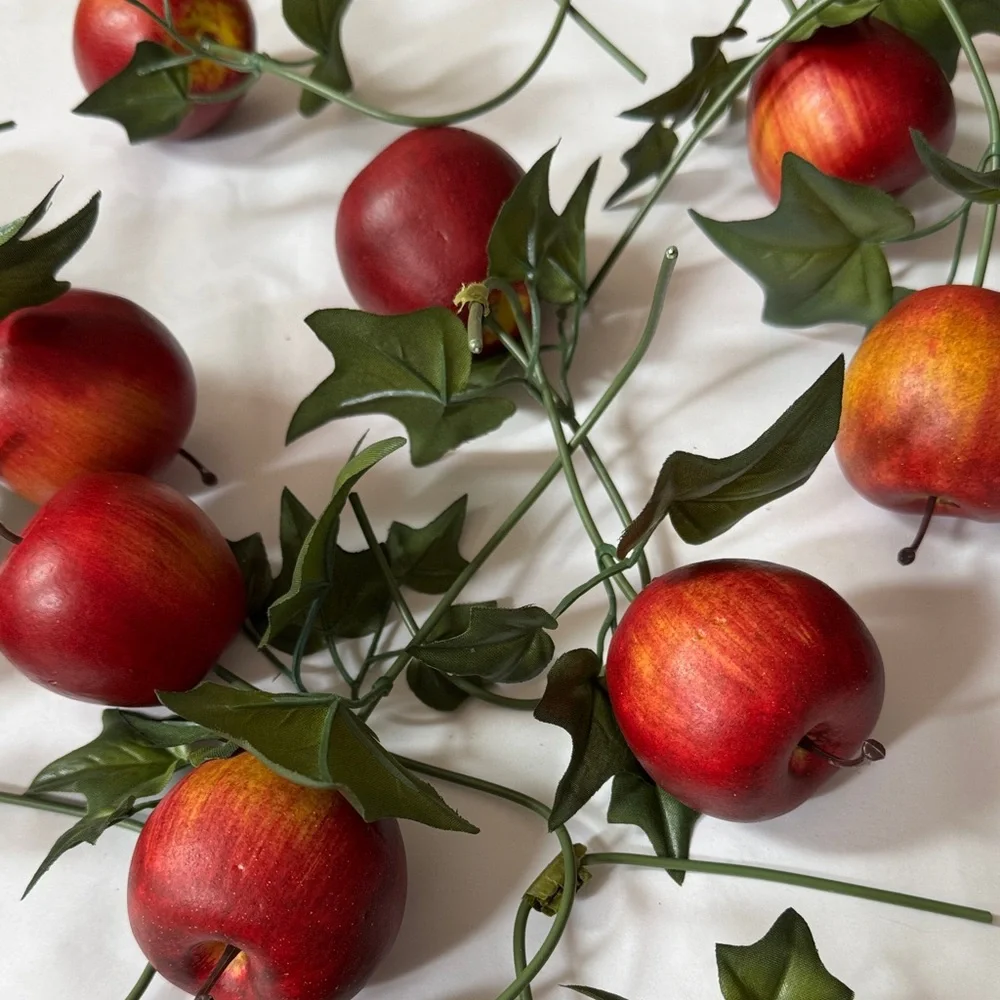 Festive Red Apple ornament real like can be added to Garland 15 count